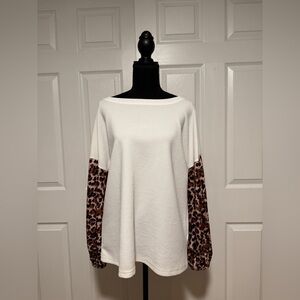 SHEIN white and jaguar print top